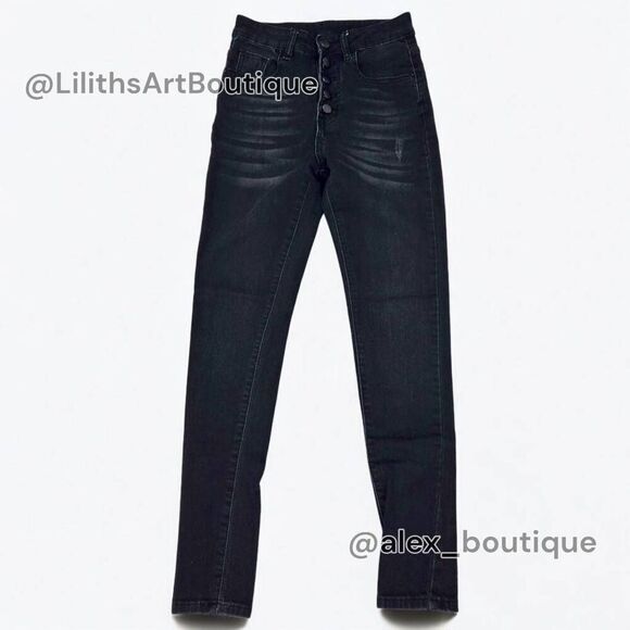 SHEIN High Rise Button-up Skinny Jeans(A010)-Size XS (2/26) for Women - Picture 4 of 9